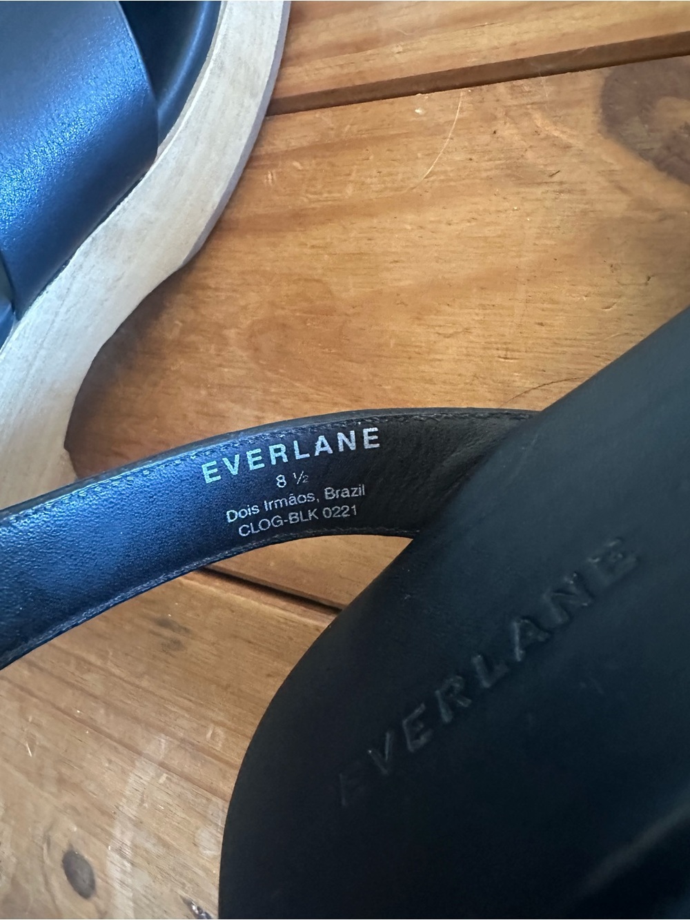 EVERLANE The Clog Sandal Wood Leather Black Size 8.5 - Picture 7 of 7